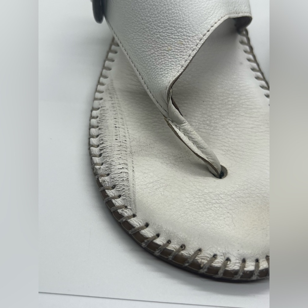 Soul of Africa White Leather Thong Sandals Size 7 Buckle Strap Handstitched - Picture 9 of 9